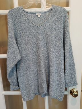 Pure Jill Light Blue Marled Knit V-neck Sweater Size: S